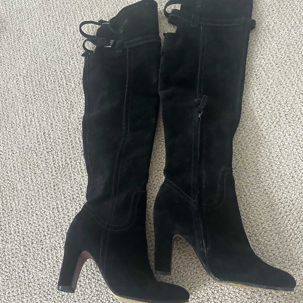 Sam Edelman Black Suede Over-the-Knee Heeled Boots